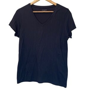 Mott and Bow Women V Neck Fitted Marcy T Shirt Navy Blue Pima Cotton Modal Large
